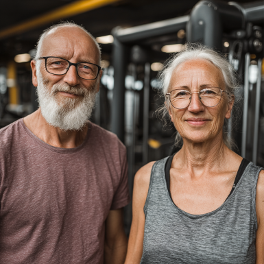 Професионален инструктор работи с възрастен човек